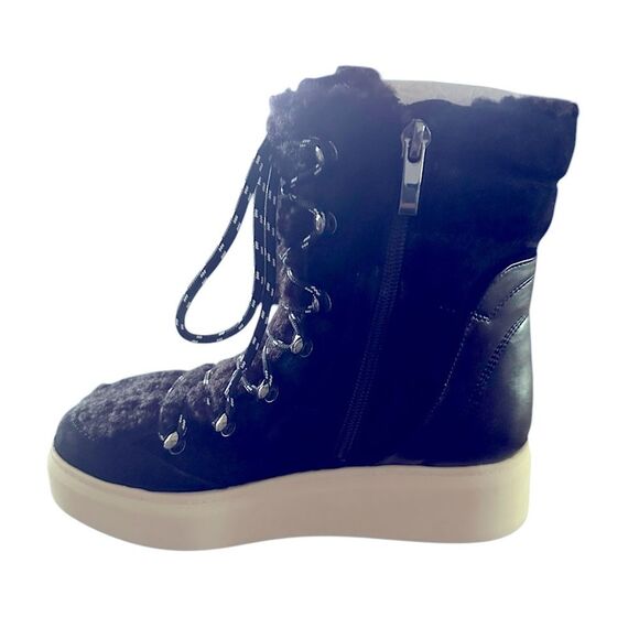 Franco Sarto  size 6 Womens Leon Suede
Faux Fur Lined Ankle Boots Black Suede - Picture 1 of 7